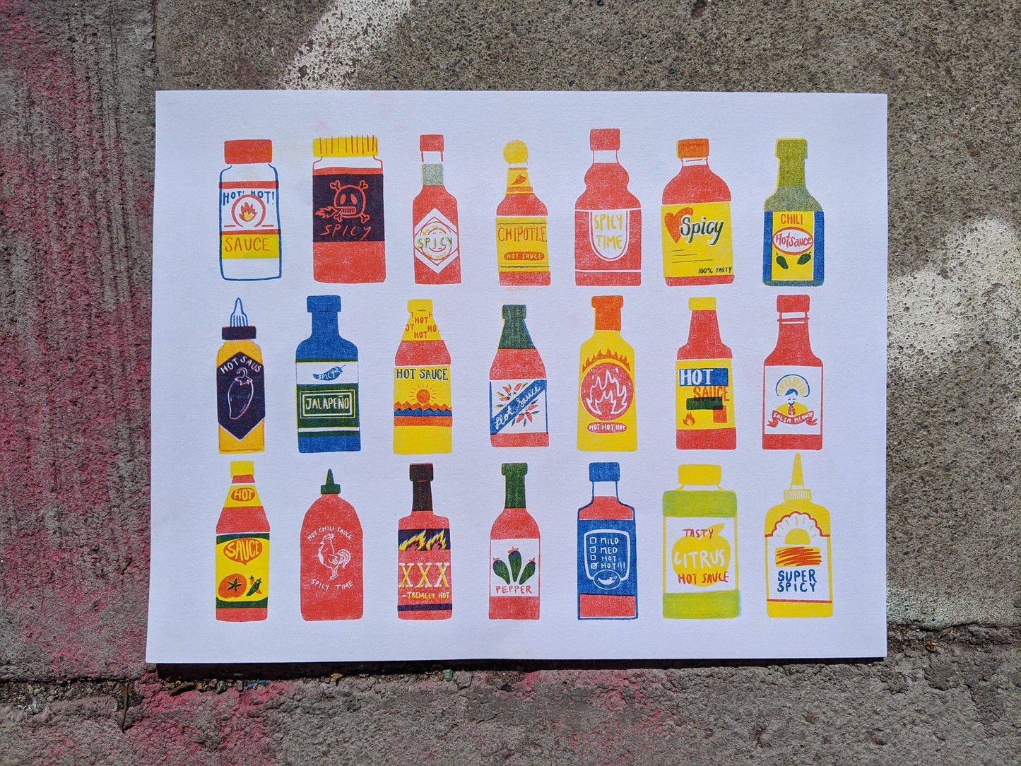 Hot Sauce Risograph Print | 8.5"x11"