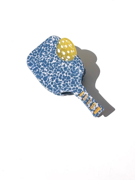 Hand-painted Eco-Friendly Hair Claw Clip | Blue Speckle Pickleball Paddle