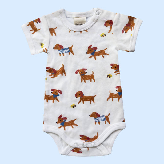 Organic Baby Onesie with Dogs Print | 18-24M
