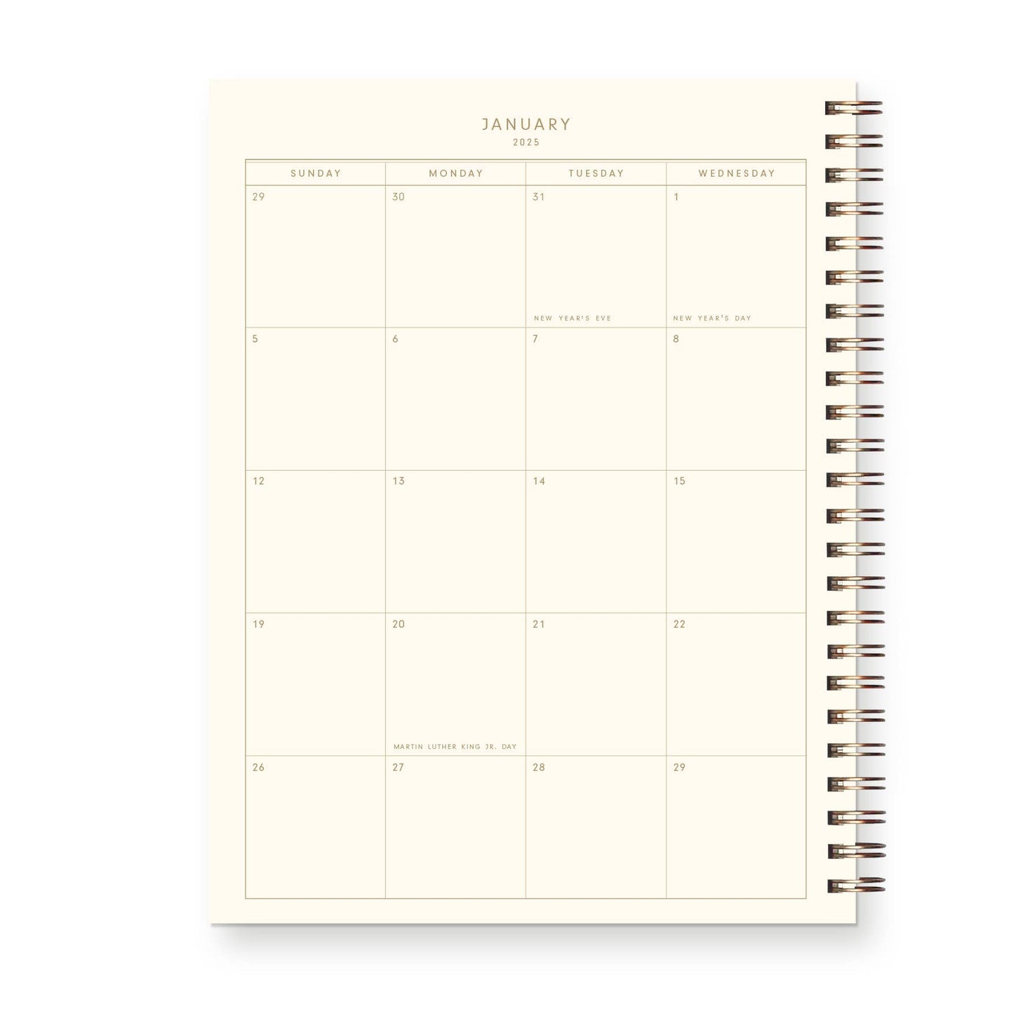 2025 Bold Dated Calendar Year Weekly Planner | Forest Green