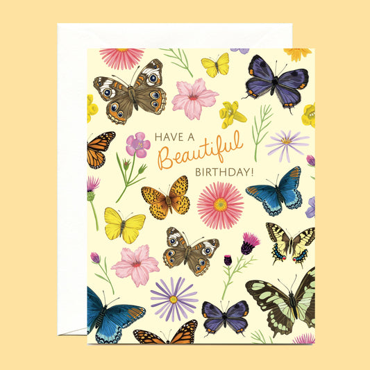Beautiful Butterflies Wildflowers Nature Lover Birthday Card