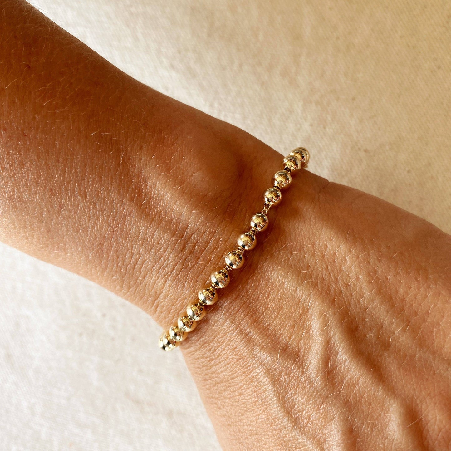 18k Gold Filled 4.5 mm Beaded Bracelet | 6 inches