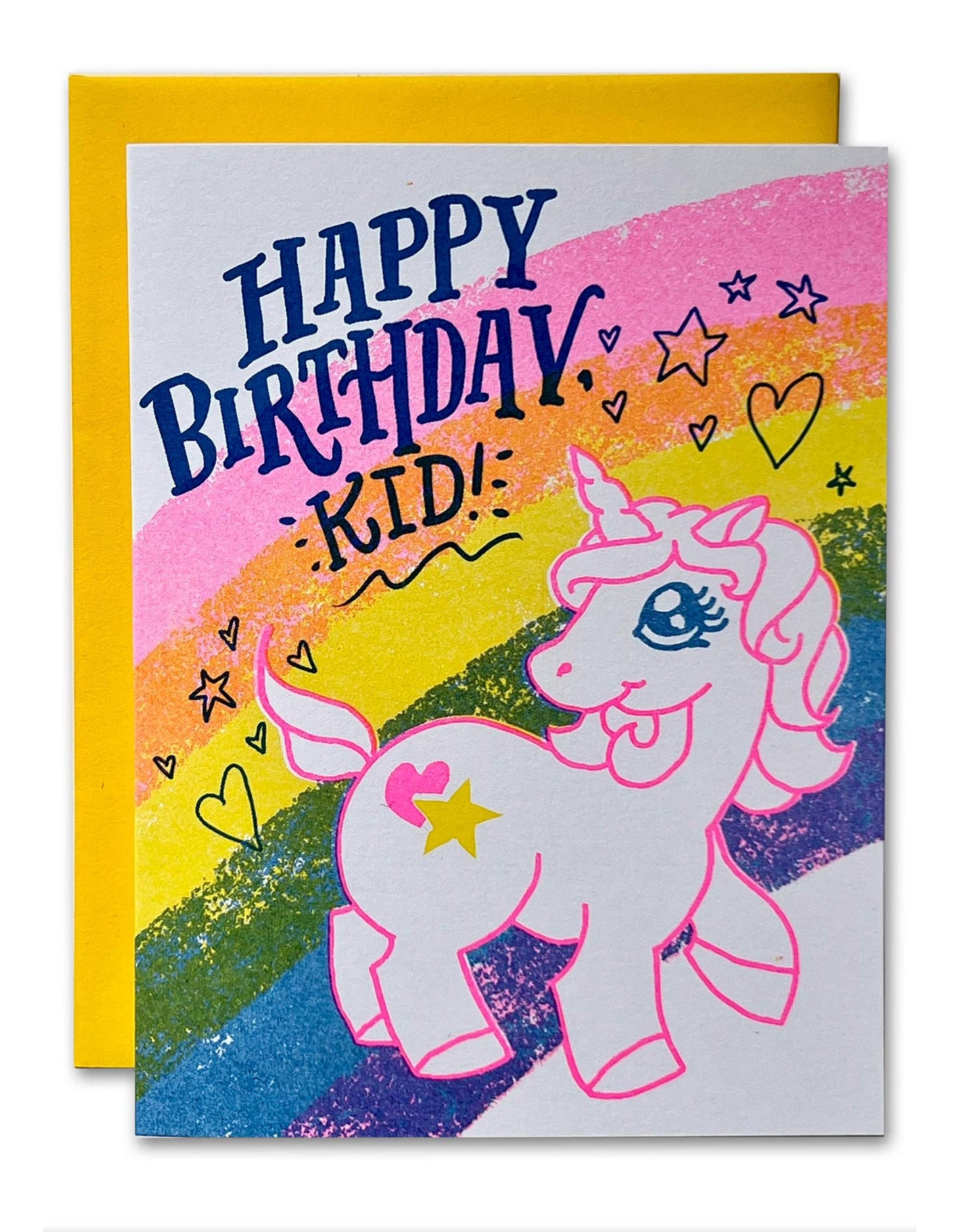 Happy Birthday Unicorn Kids Risograph Birthday Card
