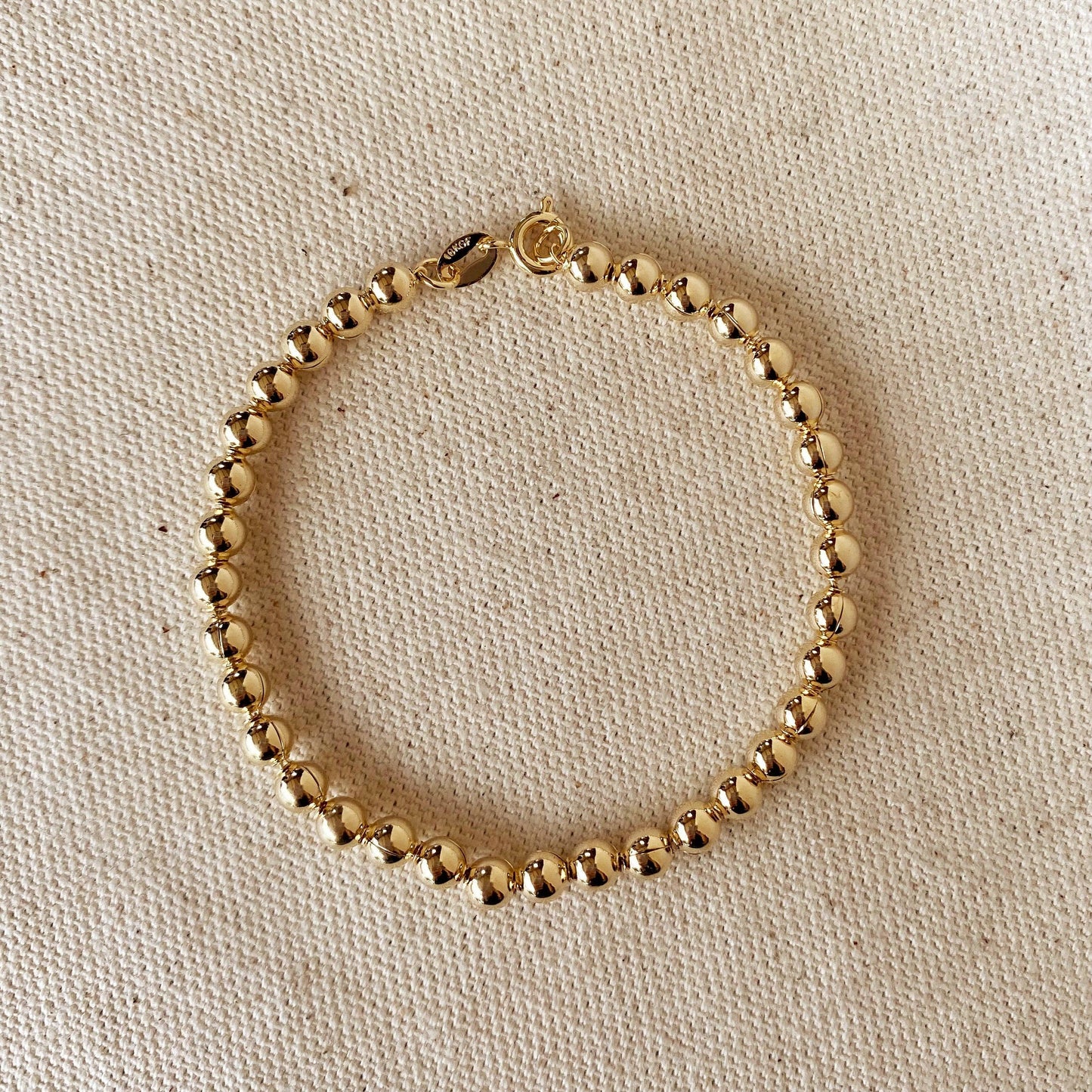 18k Gold Filled 4.5 mm Beaded Bracelet | 6 inches