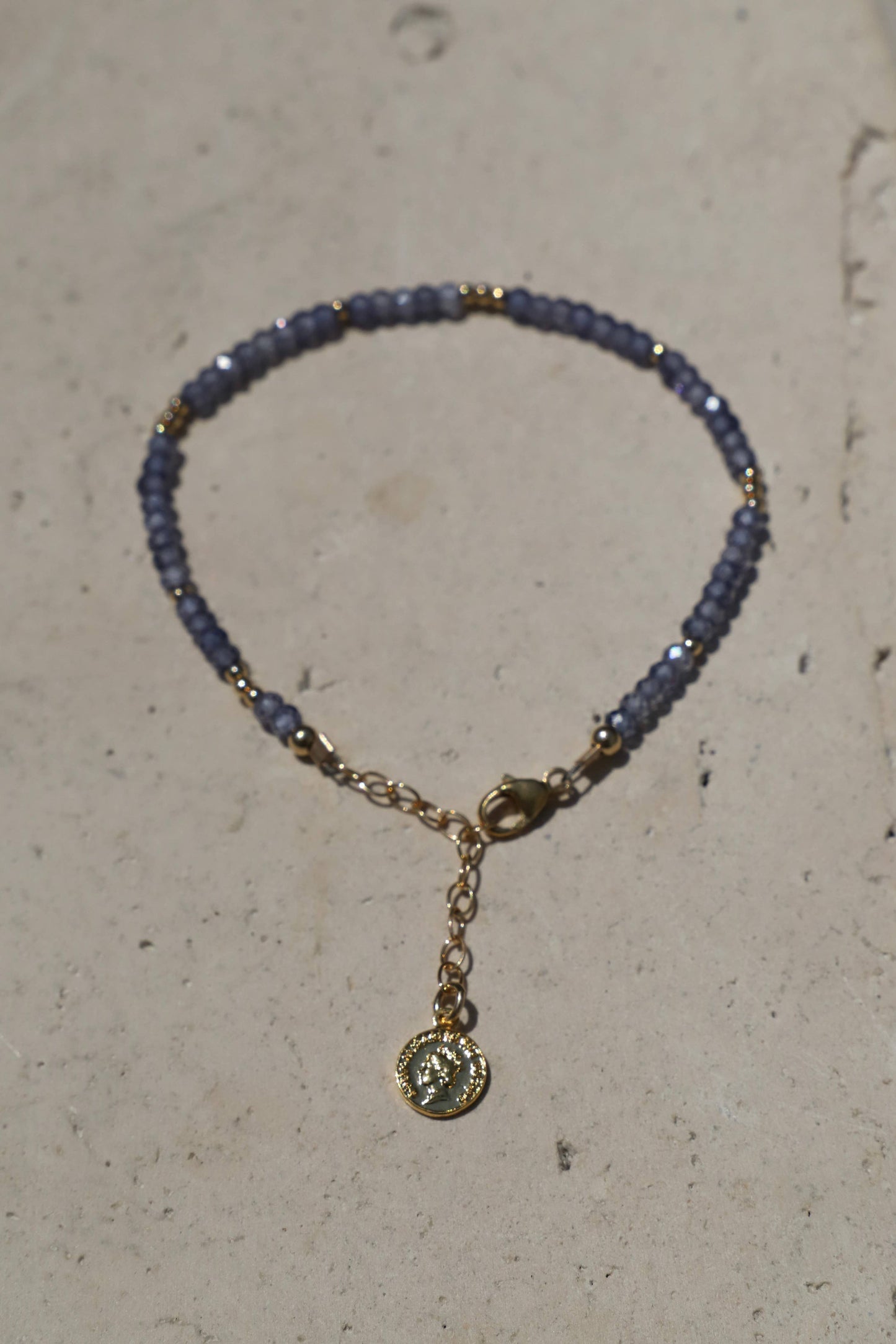 TANZANITE CZ BEADED BRACELET