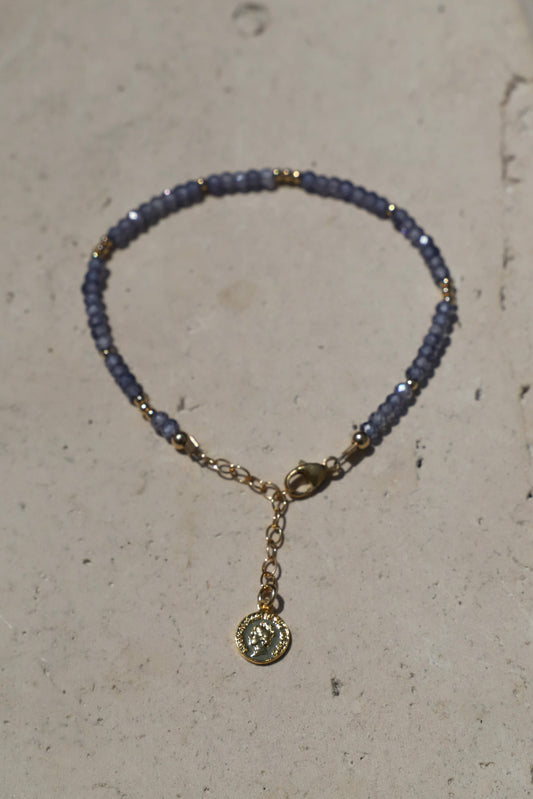 TANZANITE CZ BEADED BRACELET