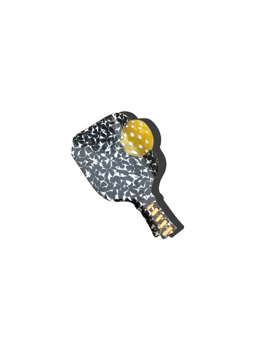 Hand-painted Eco-Friendly Pickleball Paddle Hair Claw Clip | Black Speckle