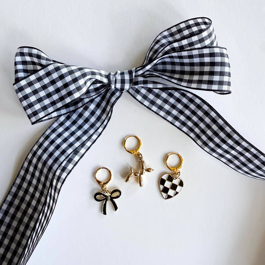 Sneaker Charms and Laces Set | Black Gingham Laces