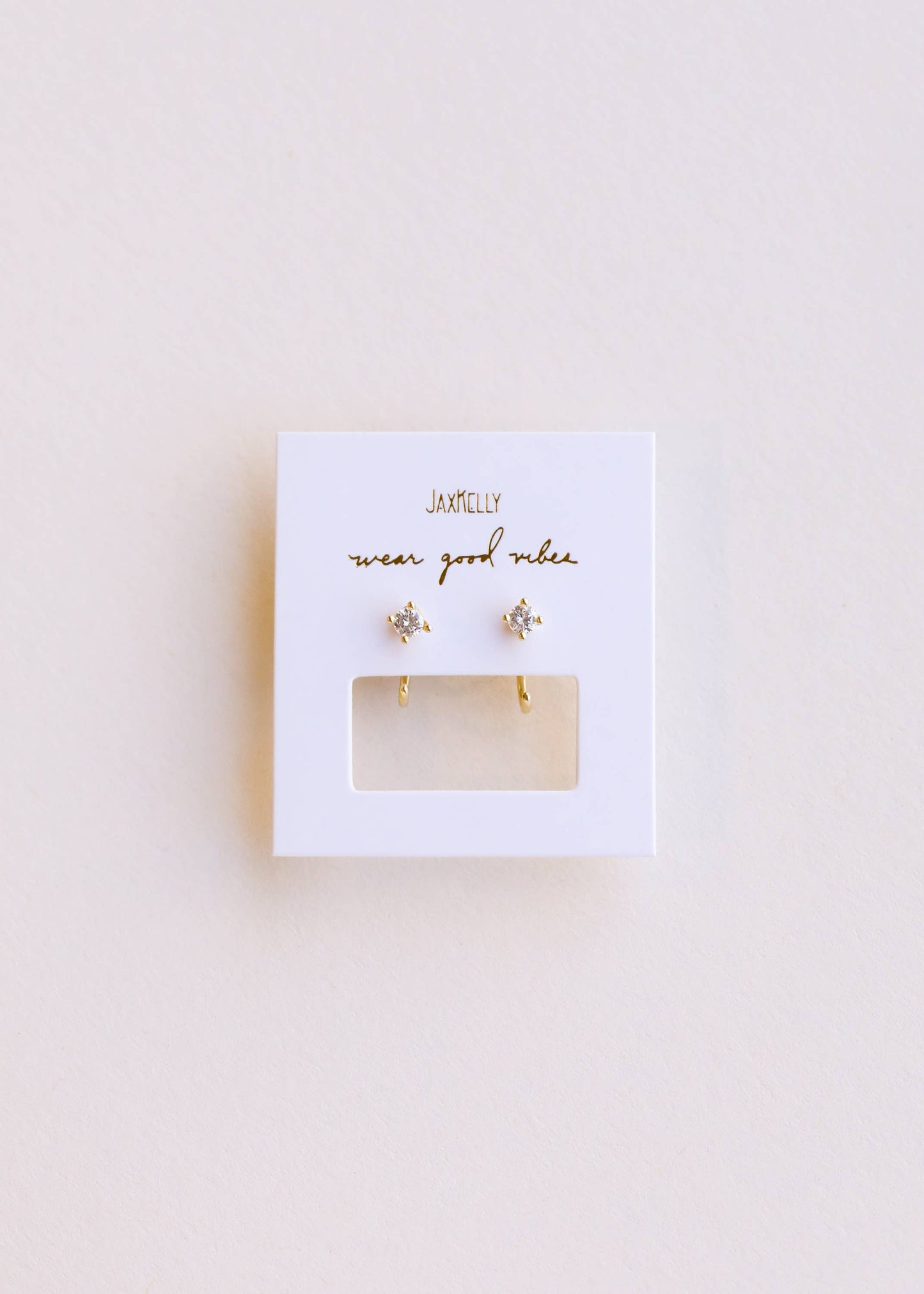 CZ Huggies - White - Gold Earrings