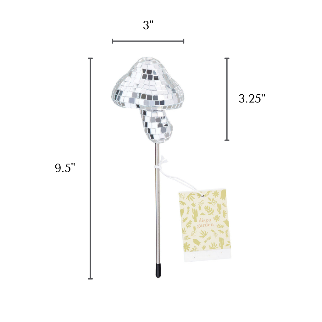 Mirror Disco Ball Decorative Plant Stakes | Disco Mushroom