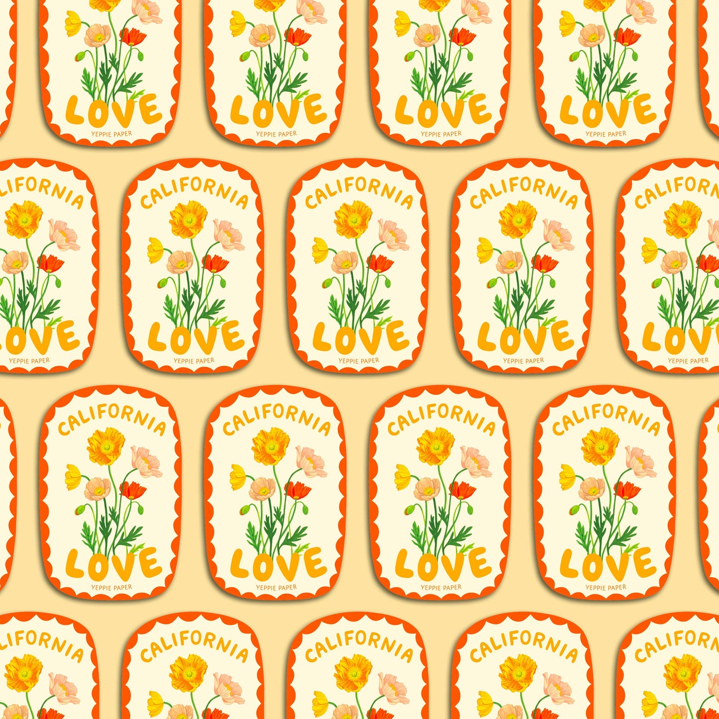 California Love Poppies Wildflower - Die Cut Sticker