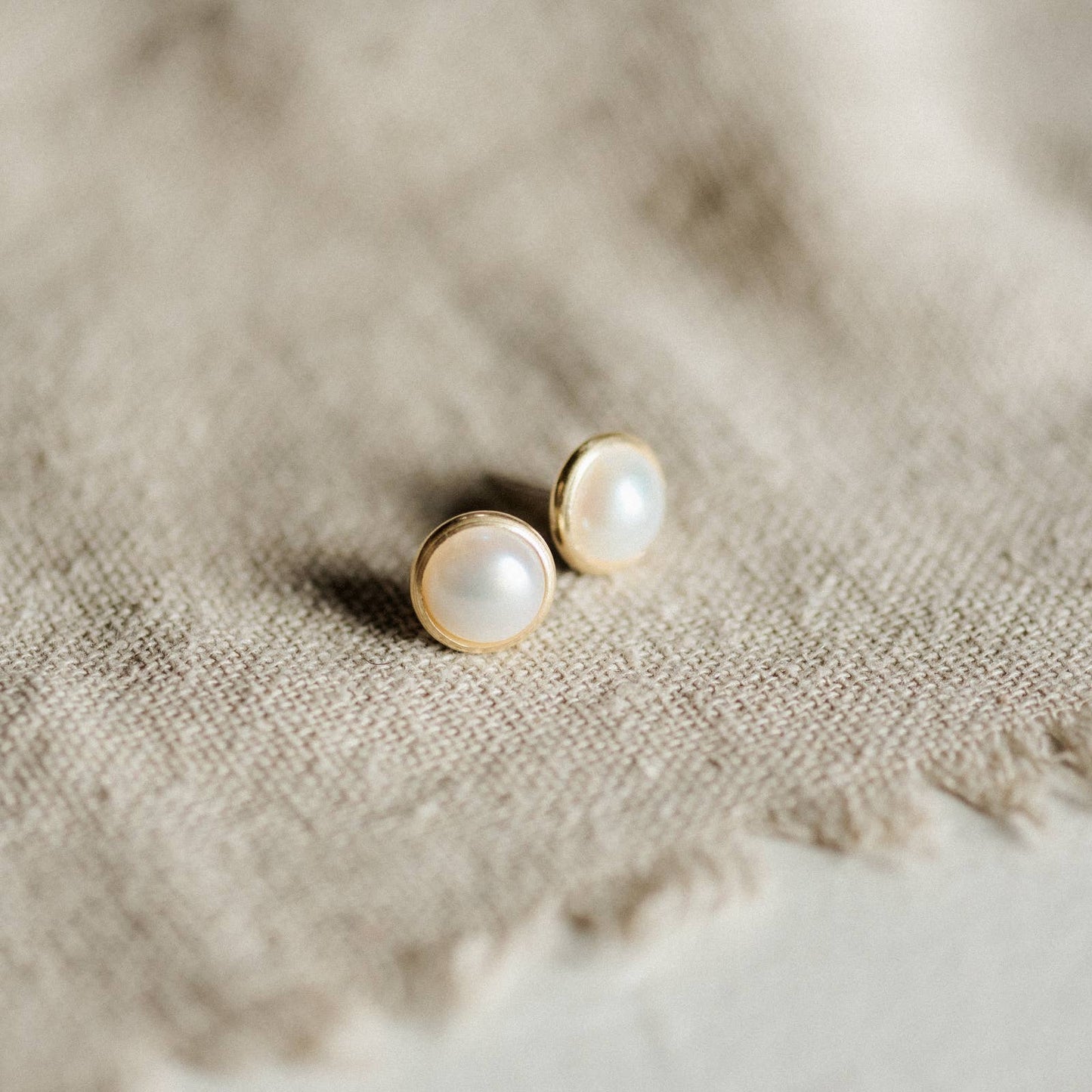 Hyalite Studs // Pearl: Brass / 4mm