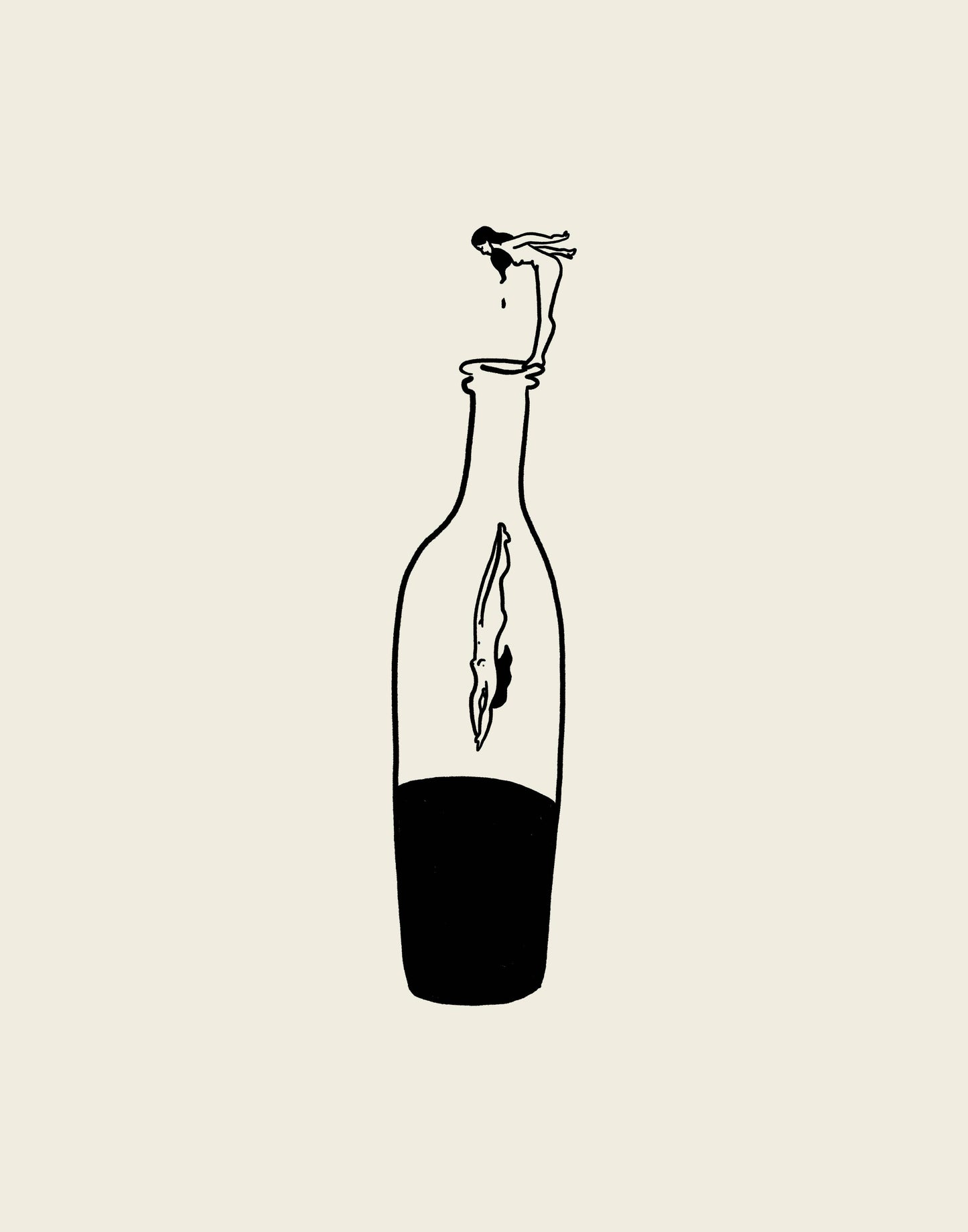 Wine Dive Minimal Modern Art Print | Medium
