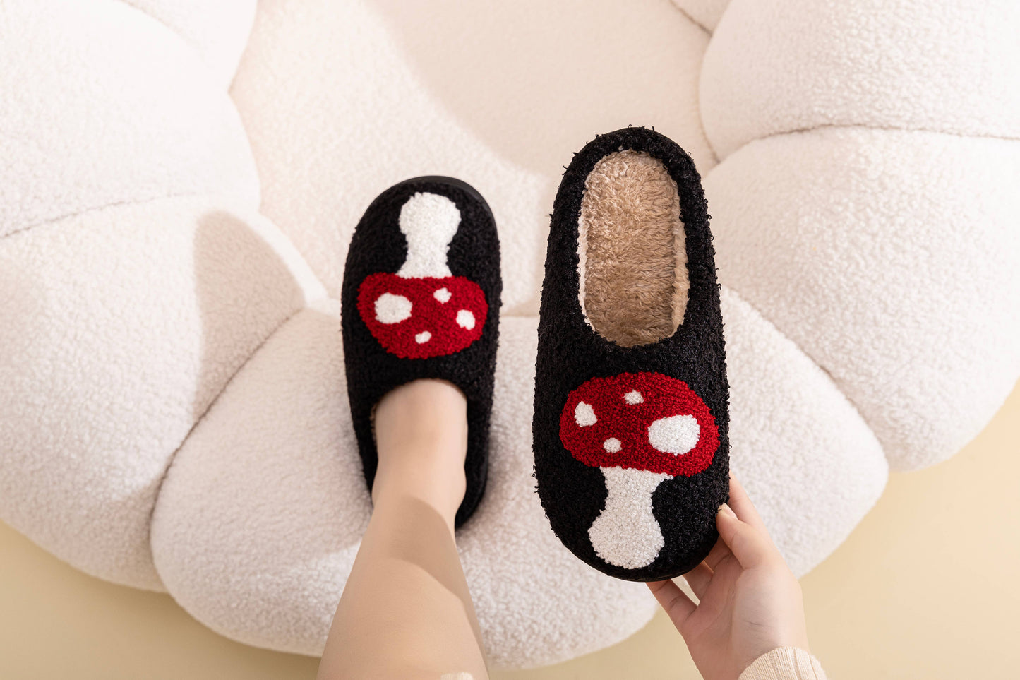 Mushroom Illustrated House Slippers | Medium