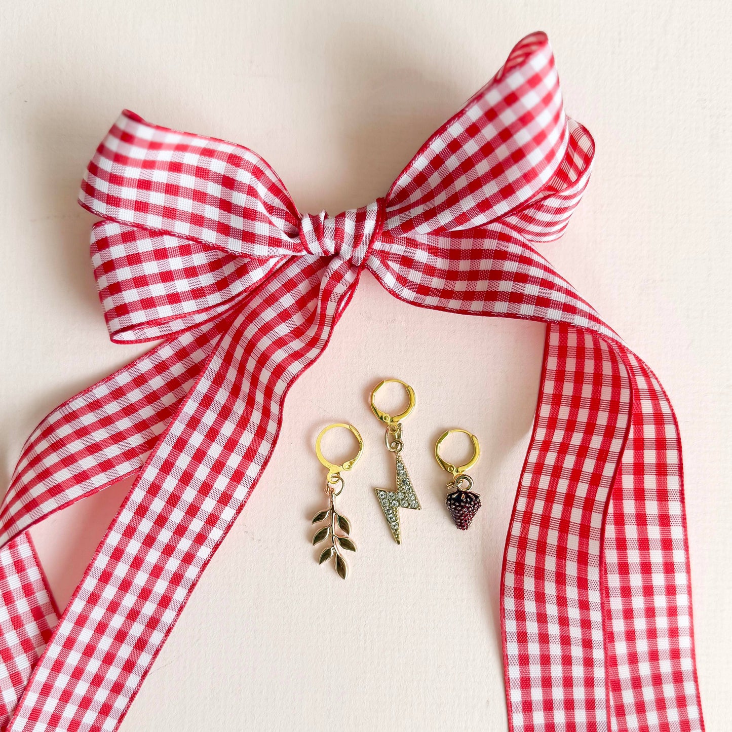 Sneaker Charms and Laces Set | Red Gingham Laces