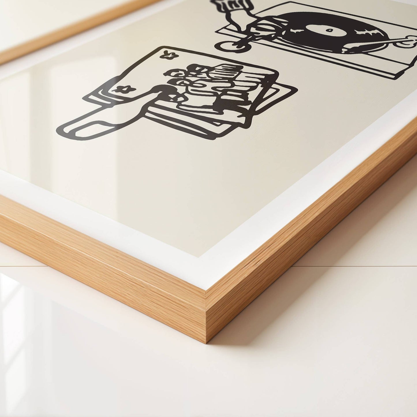 "Vinyl & Vino" Minimal Modern Wine Lover Wall Art Print: Medium