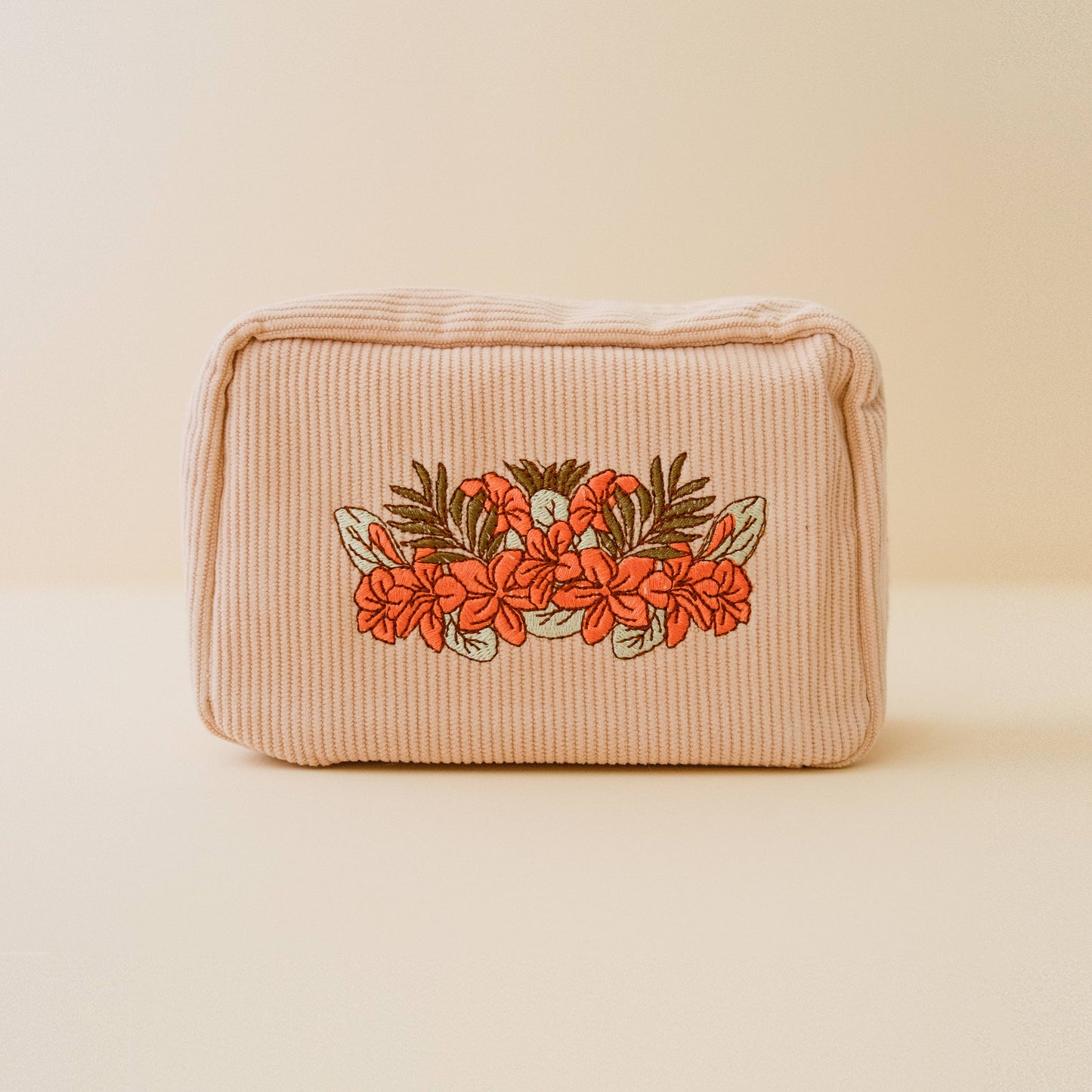 Corduroy Makeup Bag in White Sand