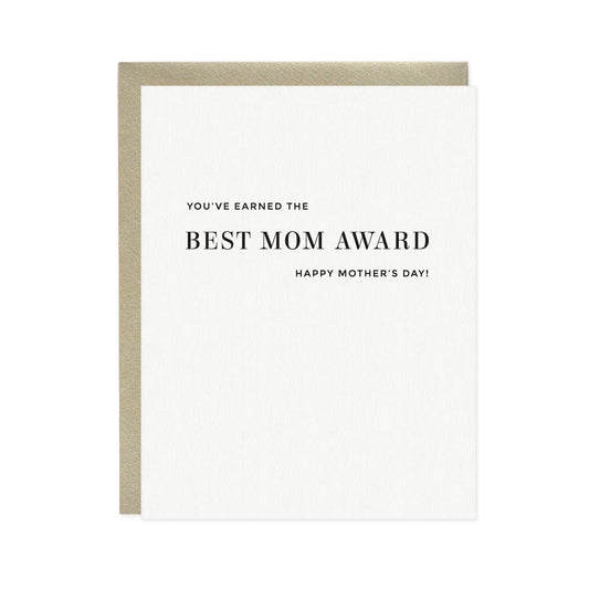 Best Mom Award Letterpress Mother's Day Card