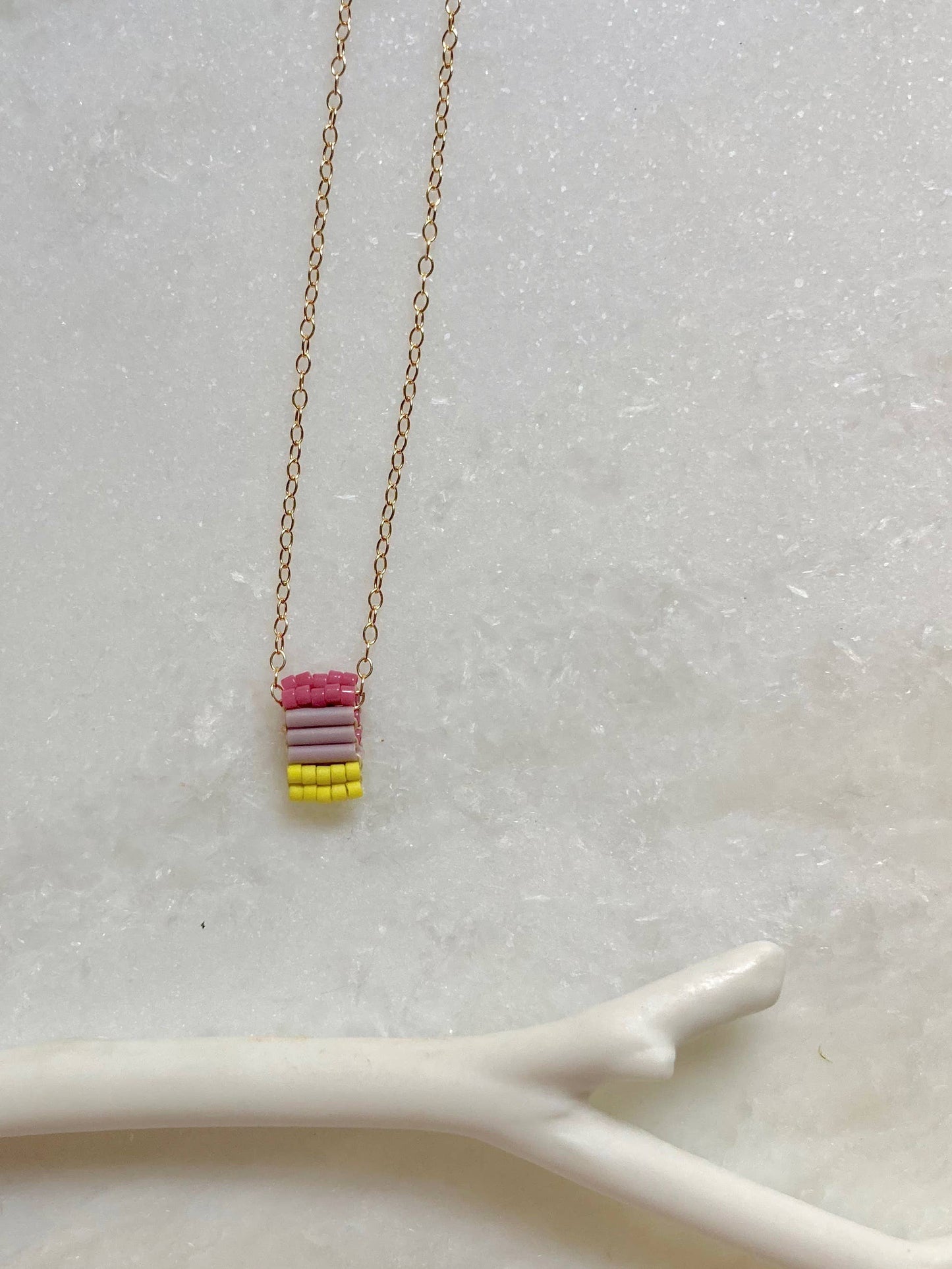 Palette Pendant Minimal Unique Seed Bead Necklace | Romance