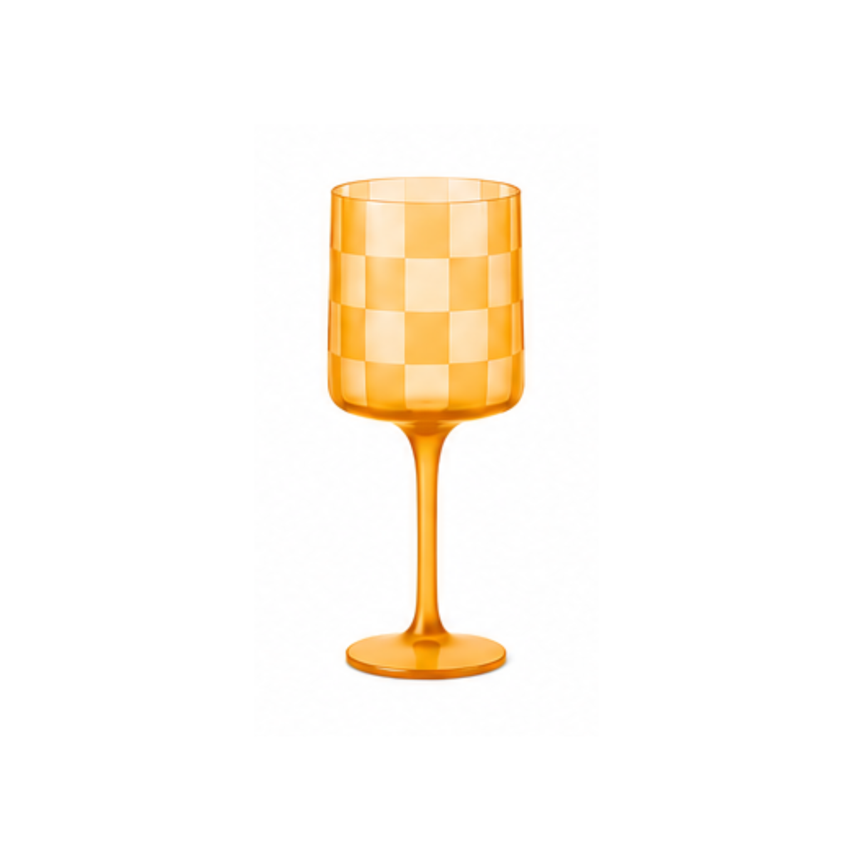 Checkered Wine Glass: Dusty Blue