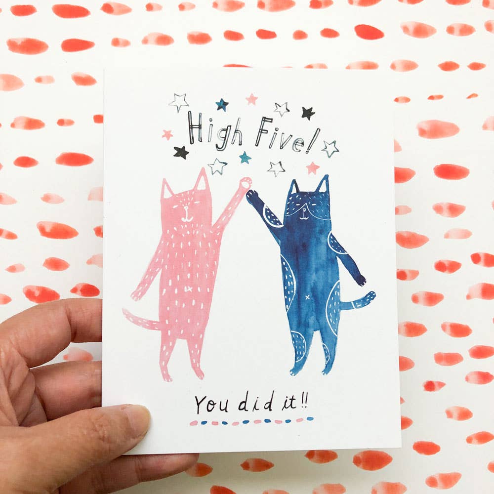 Cat High Five Greeting Card