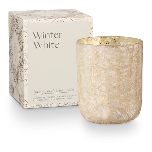 Illume 8.3 oz Boxed Crackle Glass Candle | Winter White