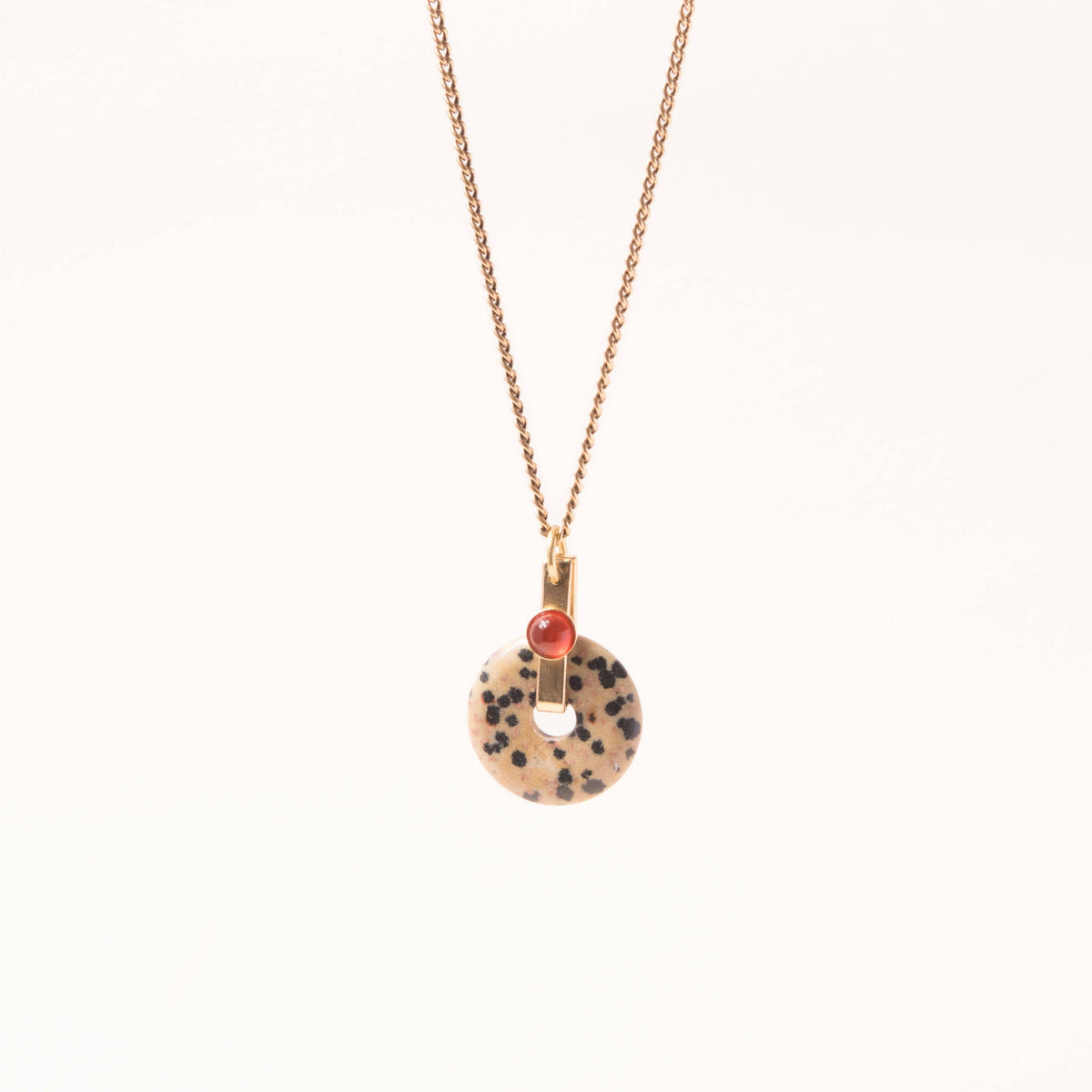 Dalmatian Jasper Donut Pendant Necklace: 18"