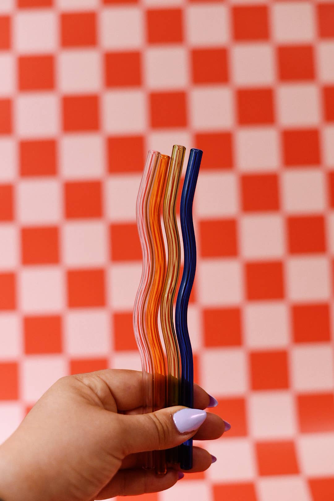 Wavy Glass Straws: Amber