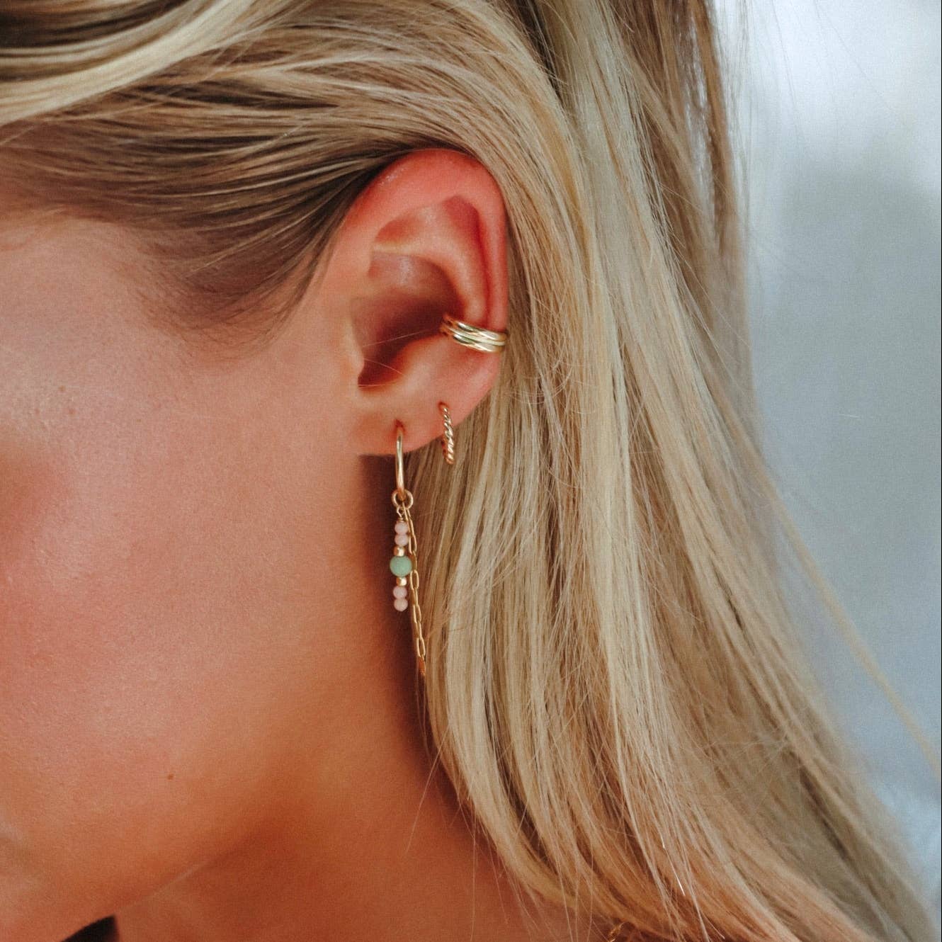 Coral Pixie Hoops: 14k Gold Fill