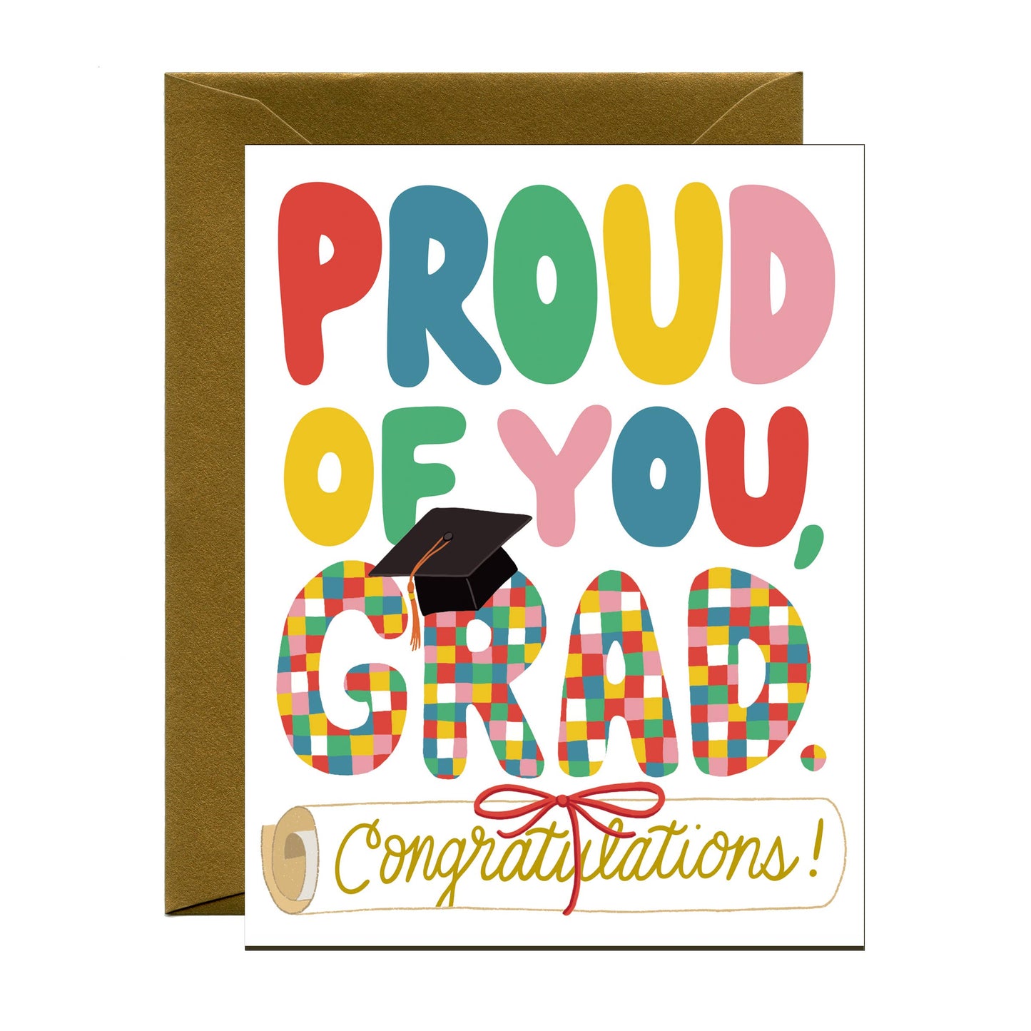 Colorful Pop Checkered Graduation Congratulations Card