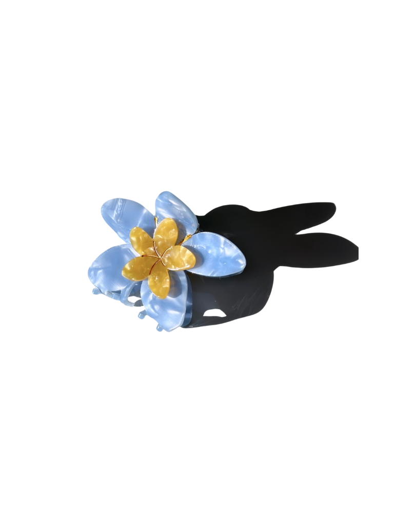 Hand-painted Frangipani Flower Claw Hair Clip | Eco-Friendly: Blue