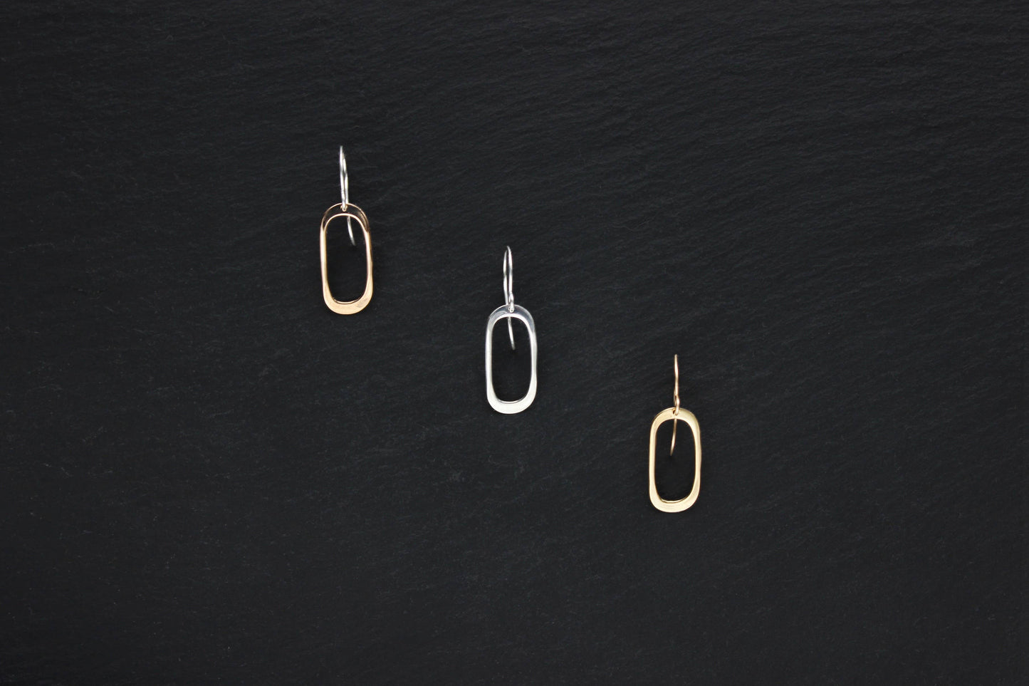 Soft Oval Earrings, Handmade 14K Gold Fill, Sterling Silver : Gold Fill / Bronze