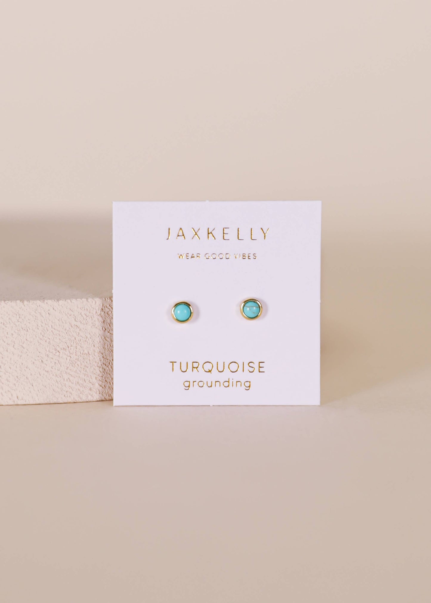 Simple Stud Earring | Turquoise Gemstone | Gold