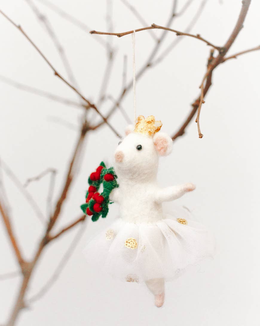 Ballerina Mouse Felt Ornament