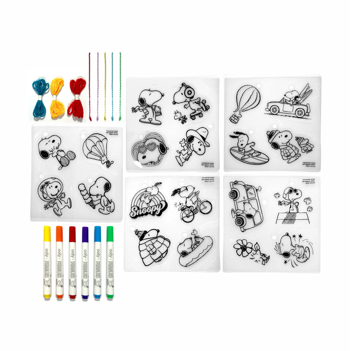 OOLY x Peanuts: D.I.Y. Shrink Art Kit & 6 Mini Paint Markers