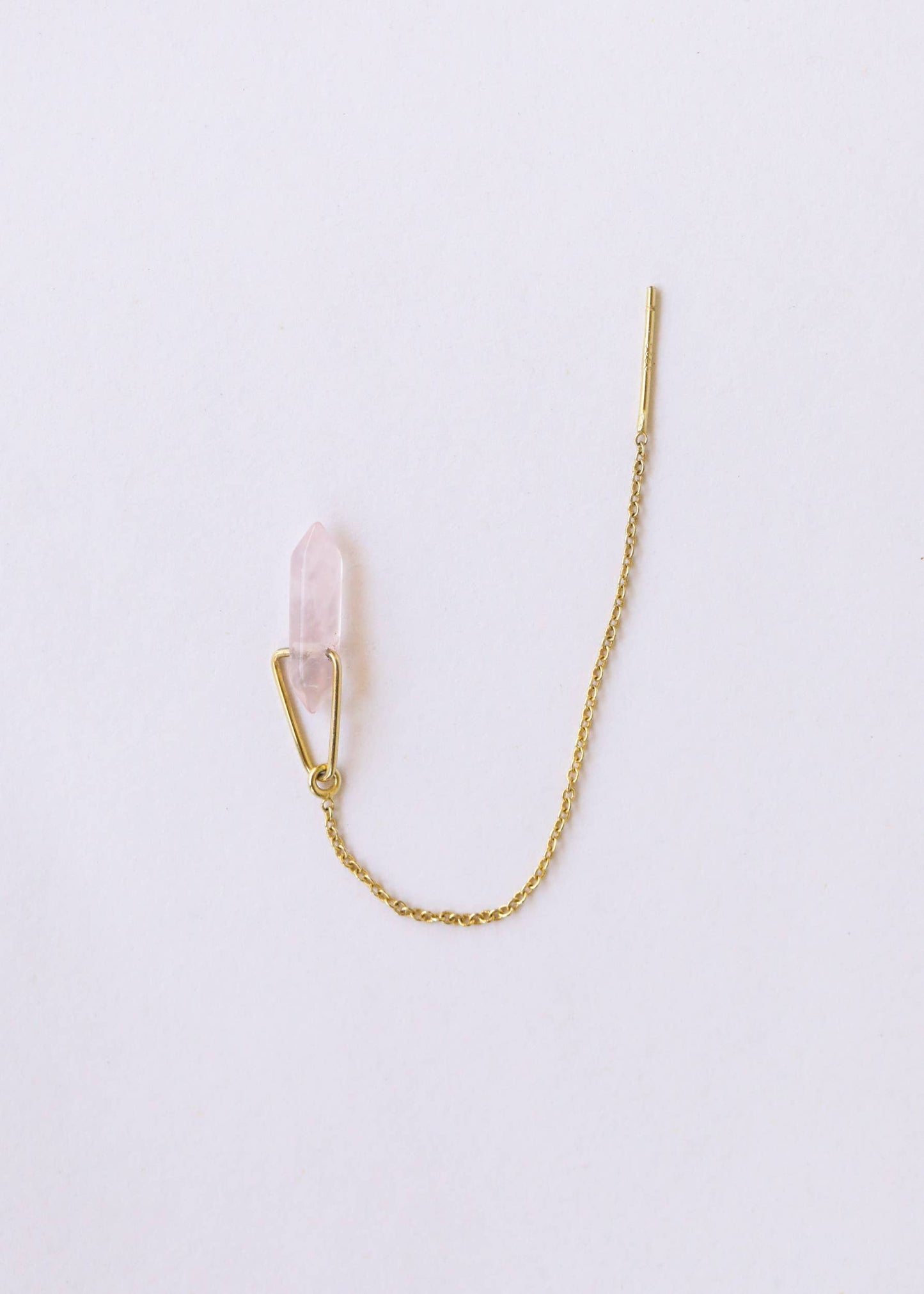 Threader - Rose Quartz - Gold Earrings