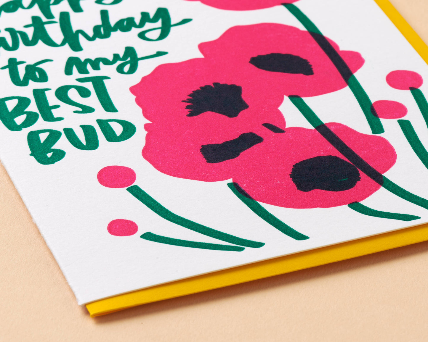 Best Bud Flowers Birthday Letterpress Greeting Card
