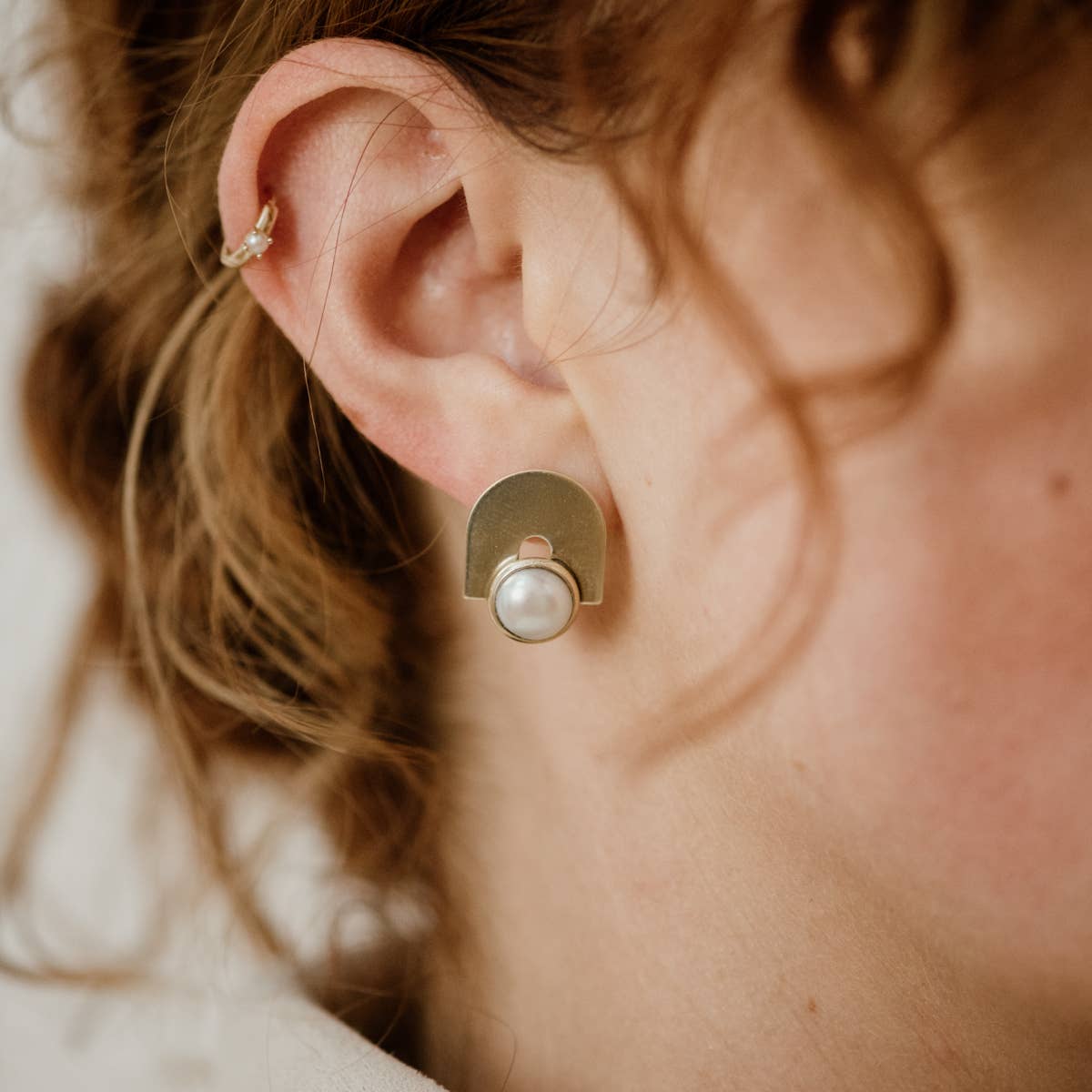 Bali Studs // Pearl: Brass