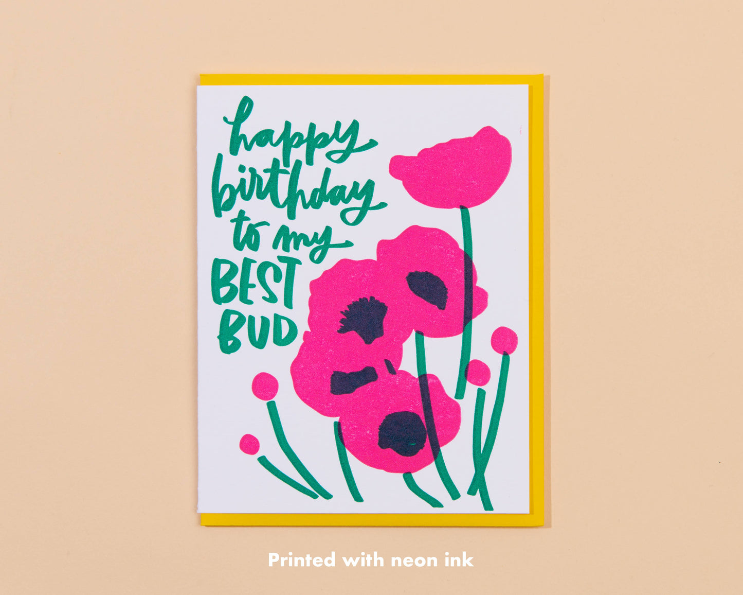 Best Bud Flowers Birthday Letterpress Greeting Card