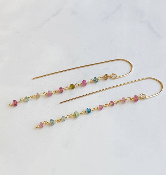 Tourmaline threader earrings