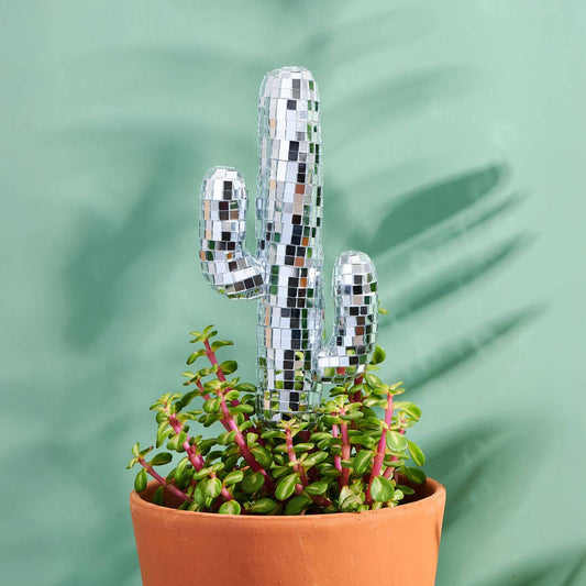Mirror Disco Ball Decorative Plant Stakes | Disco Cactus