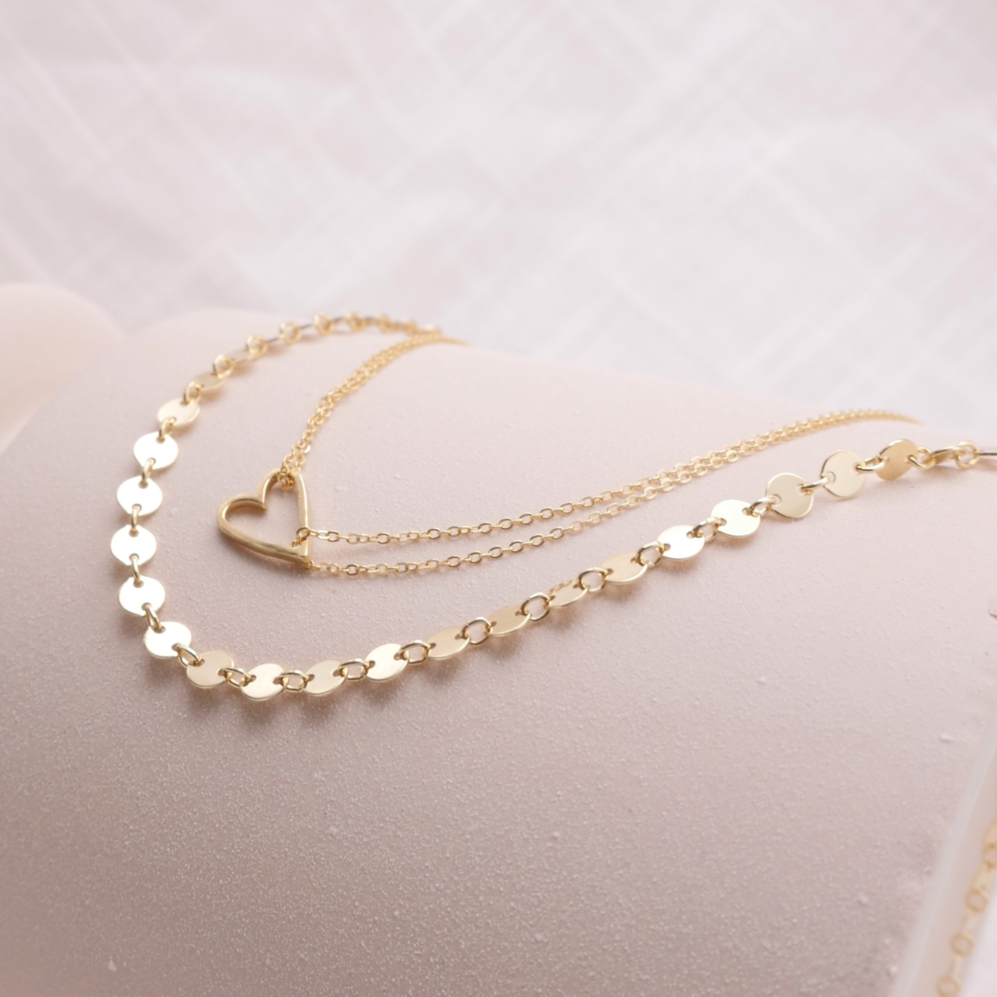 Tiny Heart Necklace | Double-Chain | Non-Toxic | Durable: Gold