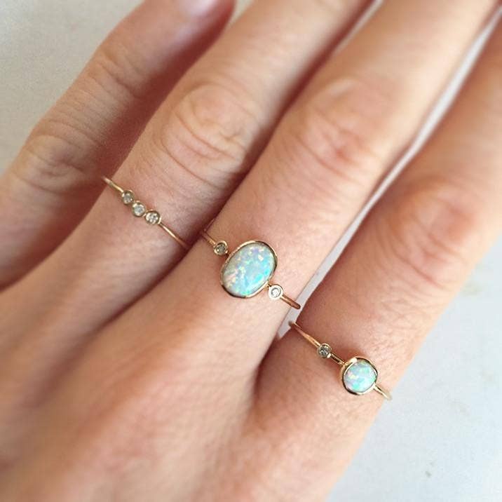 Solid Gold Diamond Trio Ring: size 6