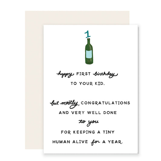 First Birthday Wine | Funny Birthday Card For Baby and Mom