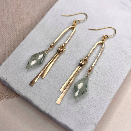 Diamond and Tine Earring: Sterling Silver / Moonstone