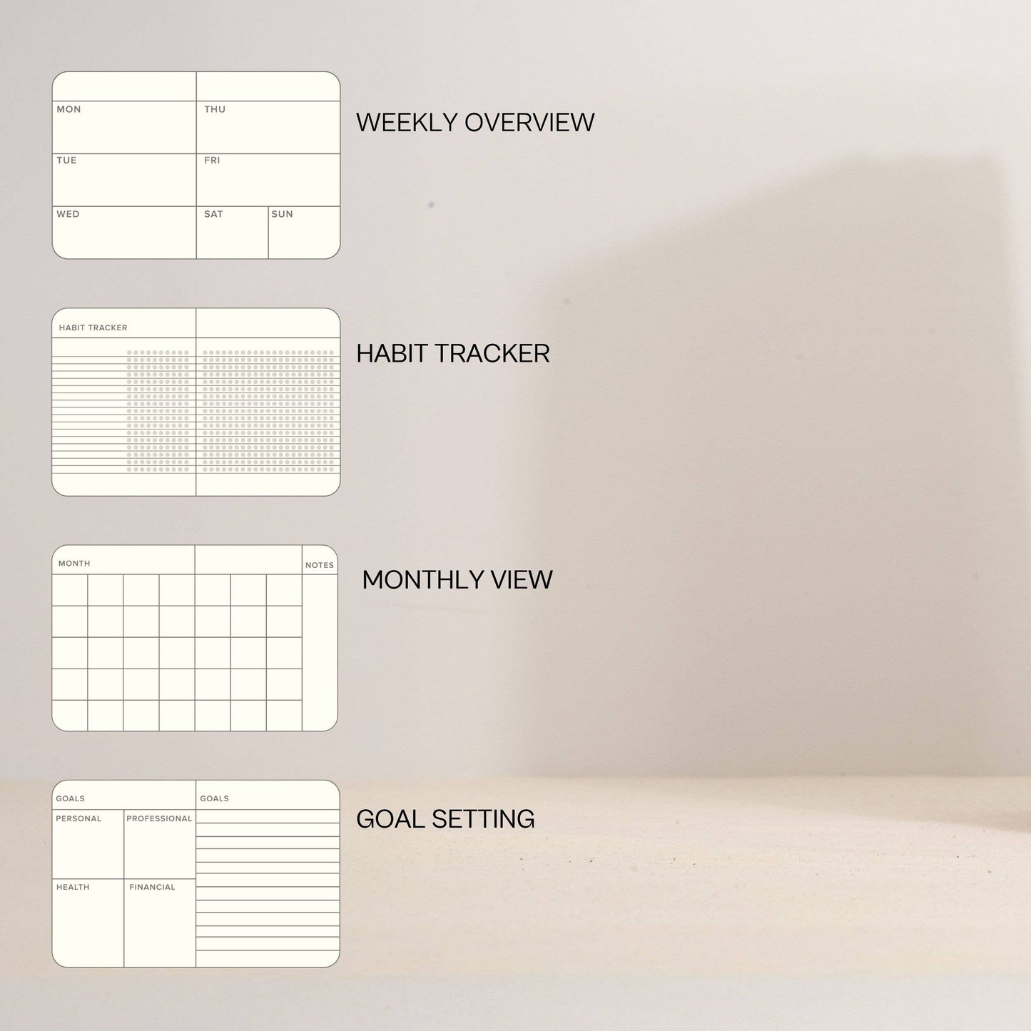 Weekly Planner Undated - Hardcover (Full Year): Oat