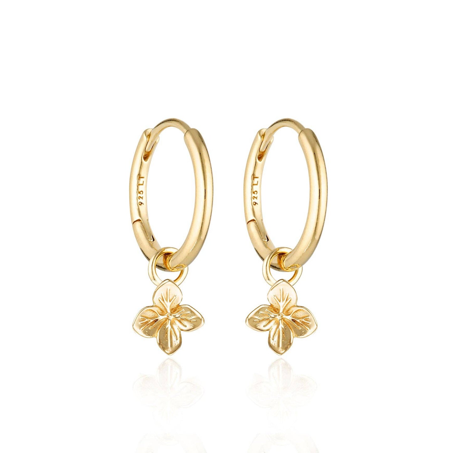 Hydrangea Huggie Hoop Earrings | Gold Plated Sterling Silver