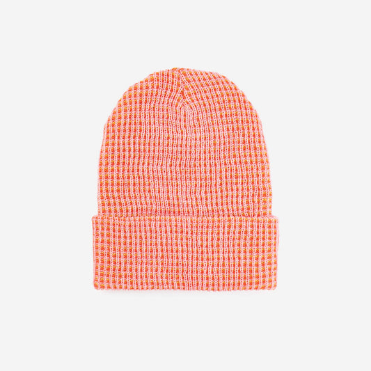 Simple Grid Knit Beanie | Pink