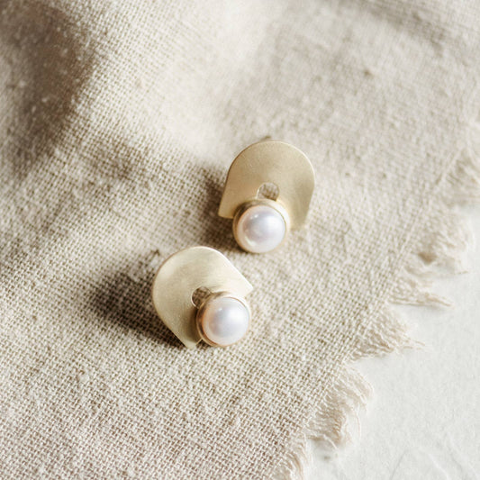 Bali Studs // Pearl: Brass