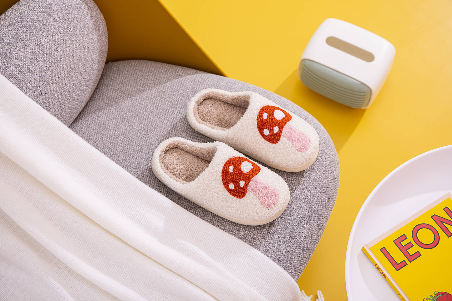 Mushroom Illustrated House Slippers | Large